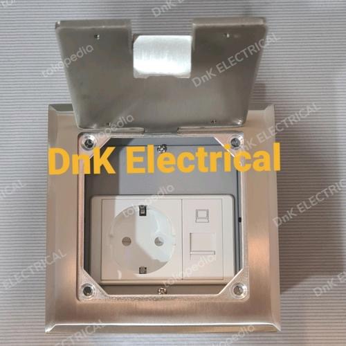 Stop Kontak Lantai/Stopkontak Lantai VNB Type 120 (Frame+Schuko+Cat 6)