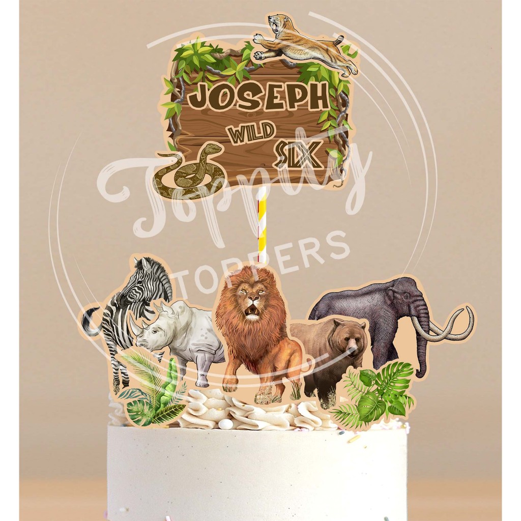 Topper cake kue ulang tahun birthday Animal safari