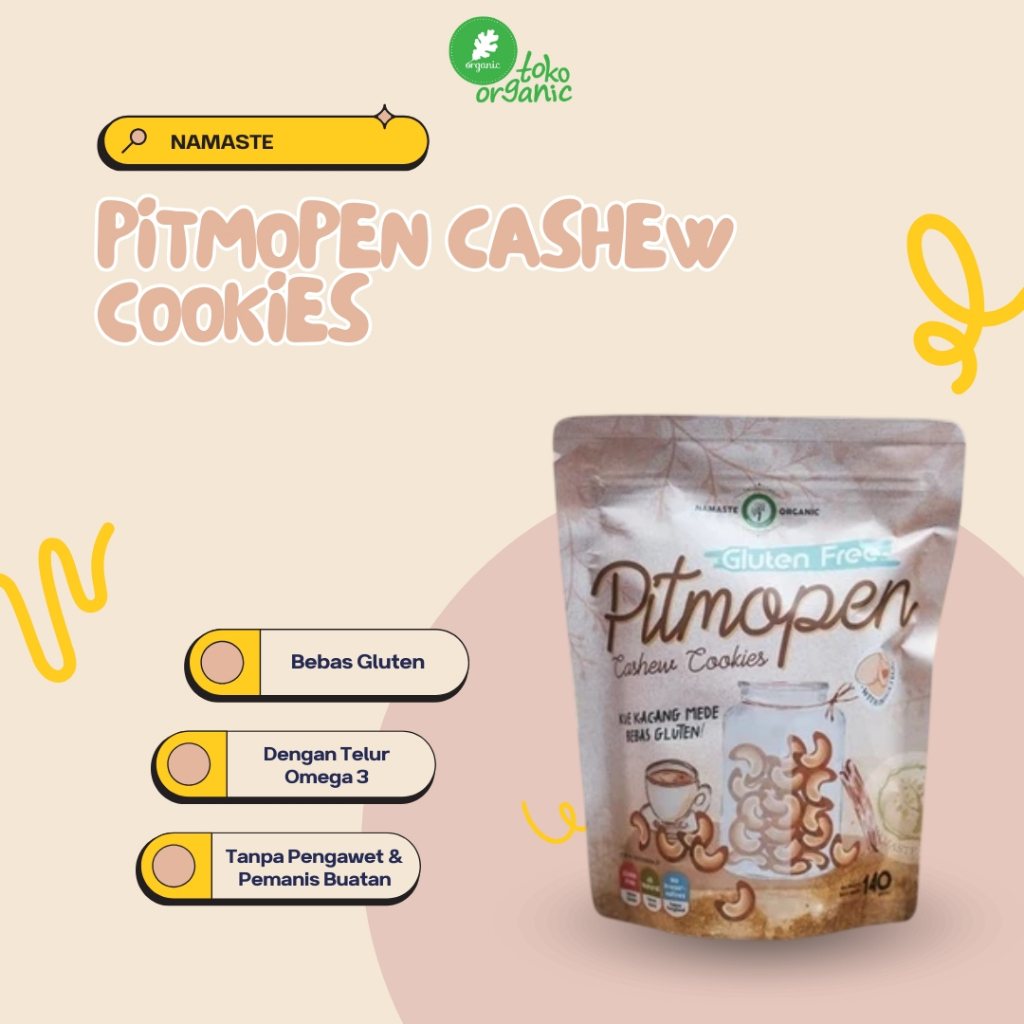 

Namaste Gluten Fee Pitmopen Cashew Cookies (140gr) | Cookies Cashew, Kue Kering Kacang Mede, Kue Bebas Gluten, Cahswe Cookies Gluten Free, Camilan Diet Friendly