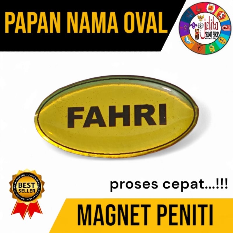 

papan nama oval akrilik tebal. asn, kantoran, waiter, catering, guru, perhotelan