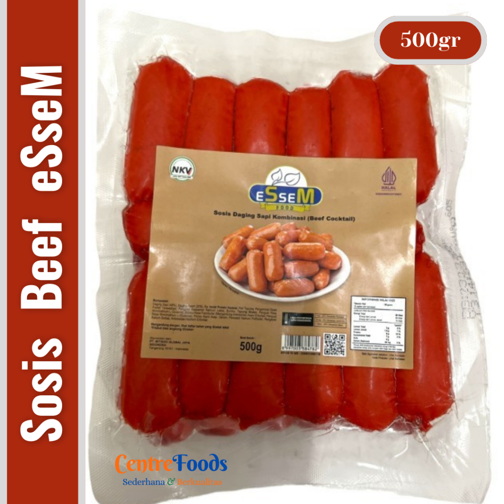 

Sosis Daging Sapi Kombinasi Merah - Beef Cocktail eSseM | Isi 14 Pcs - 500gr [ Harga Per BKS ]