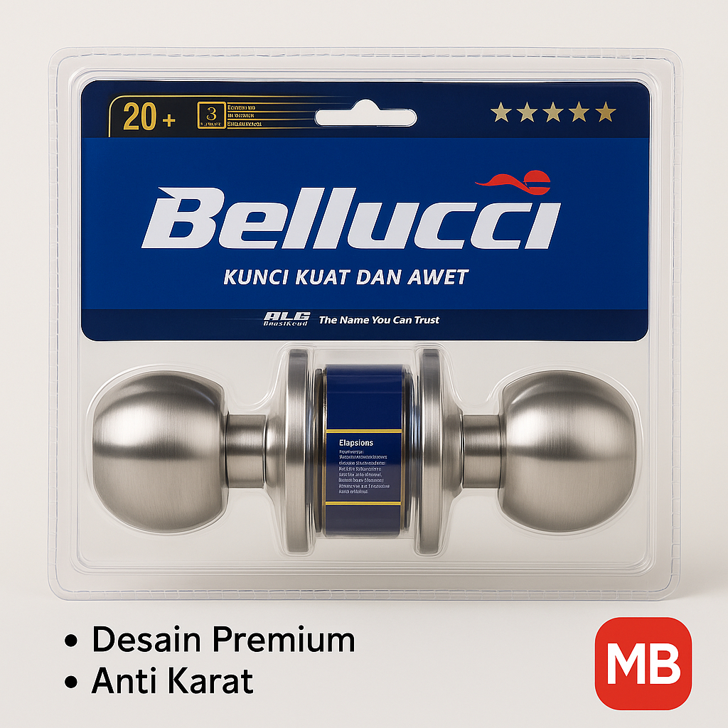 BELLUCCI KUNCI + GAGANG PINTU BULAT STAINLESS STEEL PREMIUM
