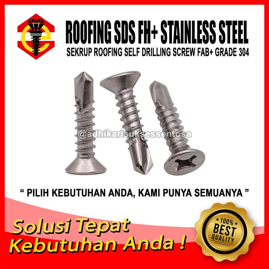 SS 304 / Sekrup Roofing SDS FH #6x25 / Baut Baja Ringan FAB Stainless Steel 2,5 CM