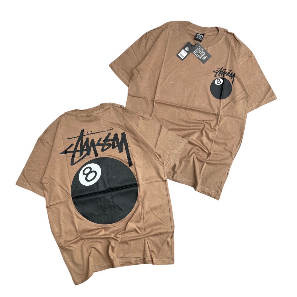 T SHIRT STUSSY 8 BALL COKLAT PREMIUM  FULLTAG