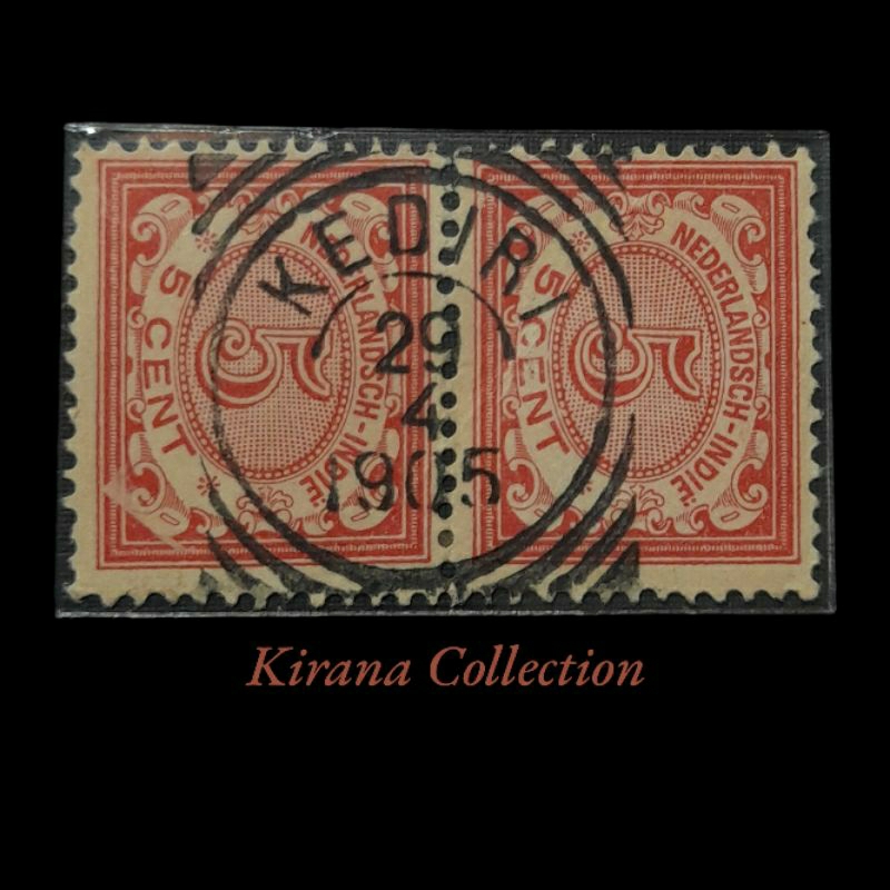 

CP.24 KOLEKSI PRANGKO NED INDIE ANGKA 5 CENT 2V CAP POS KEDIRI 29 4 1905 USED