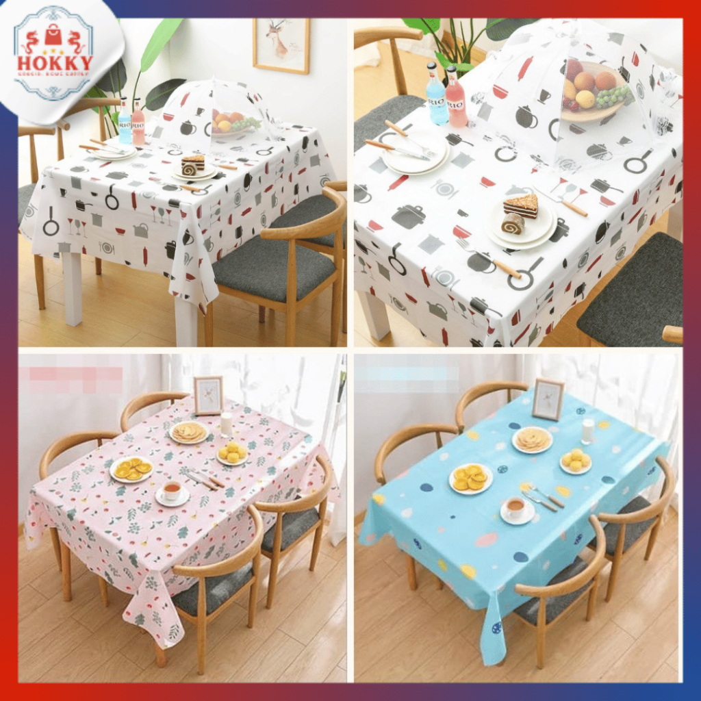 TAPLAK MEJA PEVA 137 x 90 CM / TAPLAK MEJA ANTI AIR KARAKTER / TAPLAK MEJA KOTAK KOTAK 137 X 180 CM