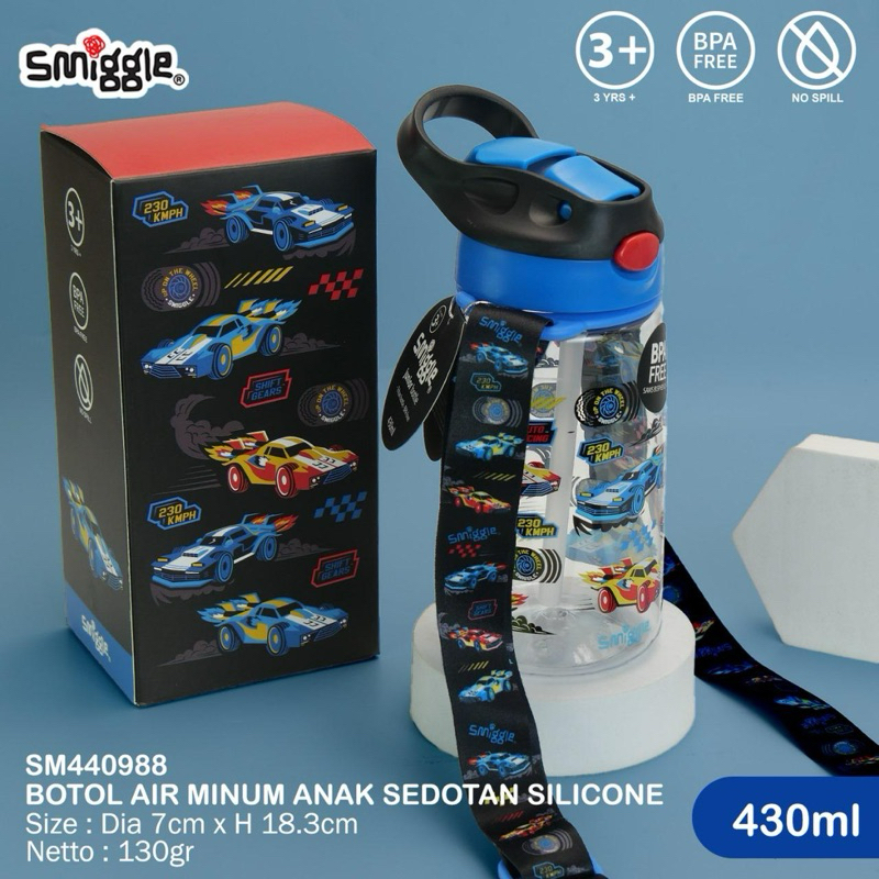 HJK Botol Minum Smiggle 430ml+Tali/Smiggle Water Bottle
