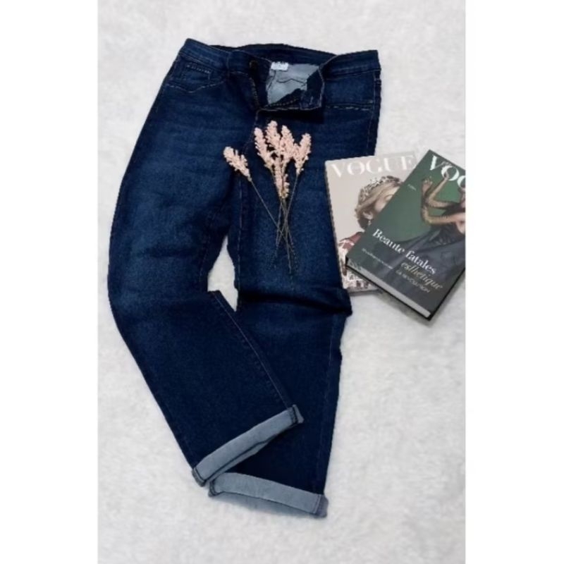 celana panjang denim straight wanita branded big size sisa stock eksport
