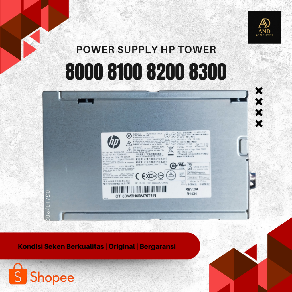 Power Supply HP Tower 8000 / 8100 / 8200 / 8300 Original – PSU Desktop HP Elite
