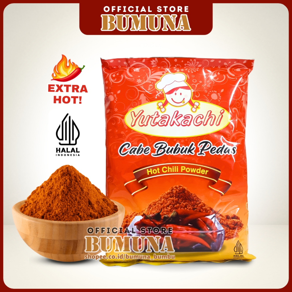 

Cabe Bubuk Pedas 1Kg Yutakachi / Cabe Giling Halus / Serbuk Cabe / Bubuk Cabe Murni Extra Pedas