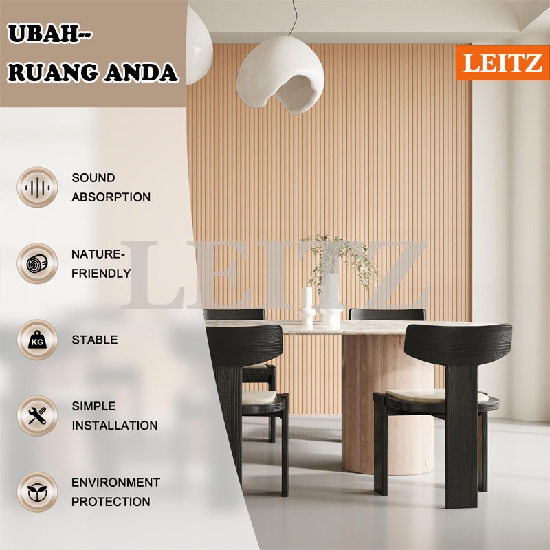 Leitz - Wall Panel [2.9Meter X 30 Cm] Wpc Wall Panel 3D Wall Panel Pvc Premium Wall Panel Anti Rayap