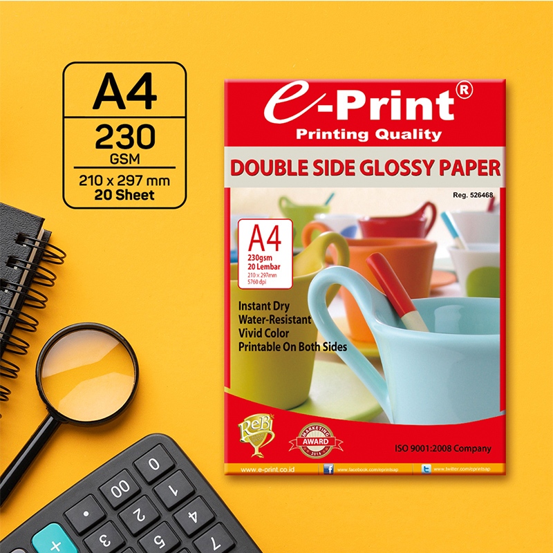 

e-Print Kertas Foto Double Side High Glossy A4 230gsm isi 20lembar