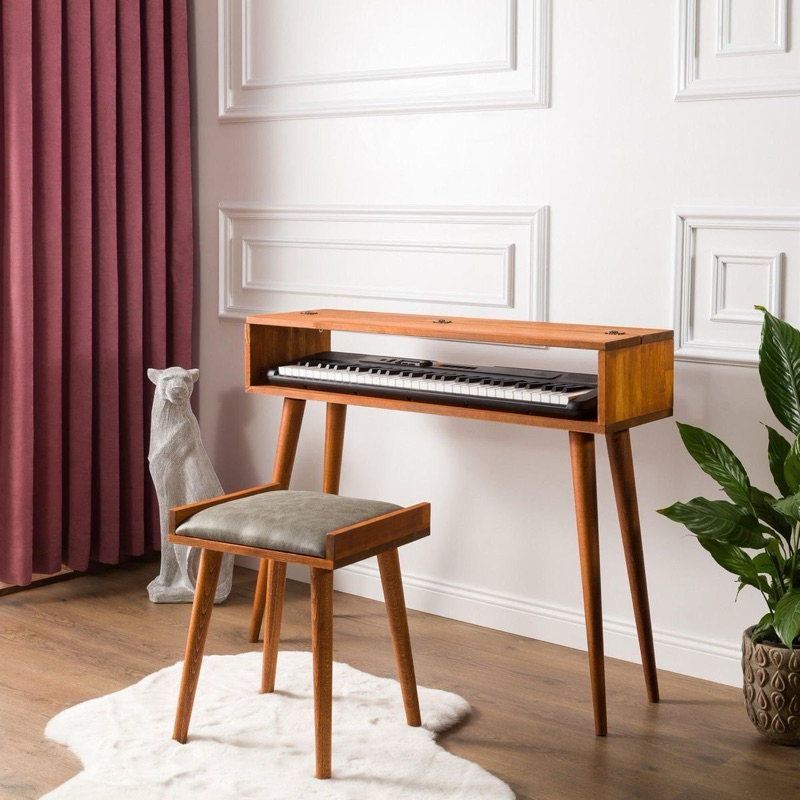 Meja Piano Keyboard Kayu Jati Minimalis