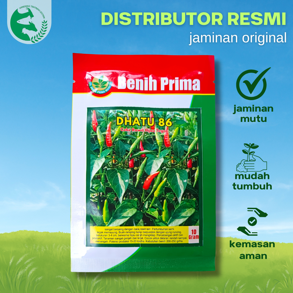 Benih Cabe Rawit DHATU 86 10 gram Cap Benih PRIMA Unggul Pedas Lebat Lokal Tahan Virus