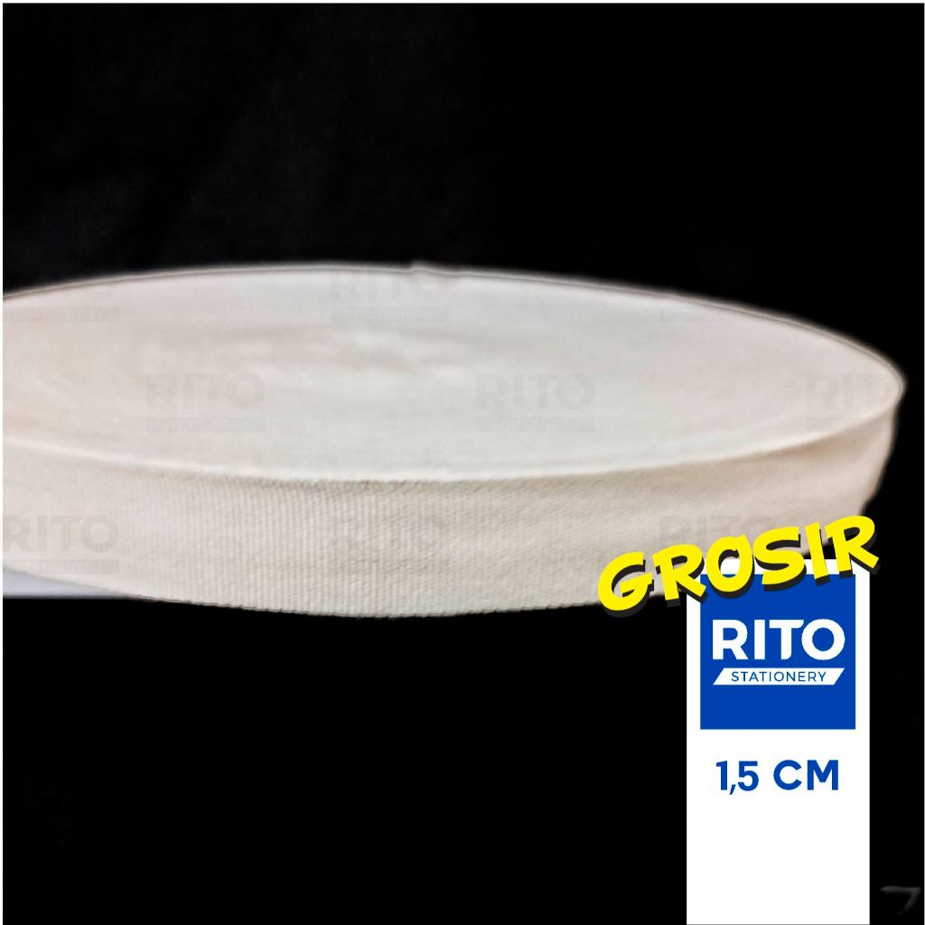 

[RITO GROSIR] Pita Label Katun Polos Halus Lembut Cotton Premium Roll 50 yard Ukuran 1.5 cm