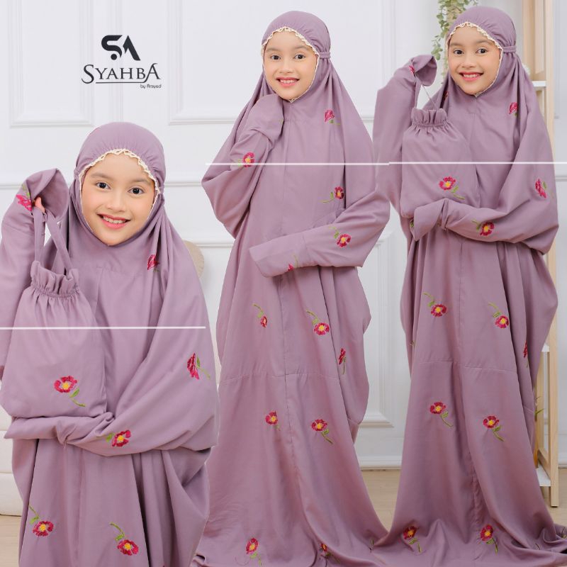 Mukena Terusan BUNGA POPPY Couple ANAK DEWASA |Syahba