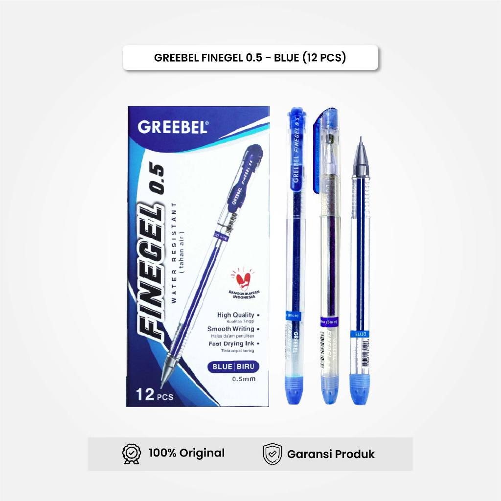 

GREEBEL Gel Pen Pulpen Pena Fine Gel 0.5 Tinta Biru (12PCS/SET) Pulpen Grosir Termurah