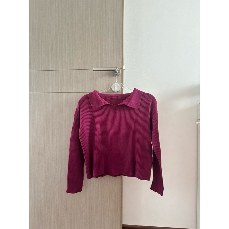 preloved knit shirt fuschia