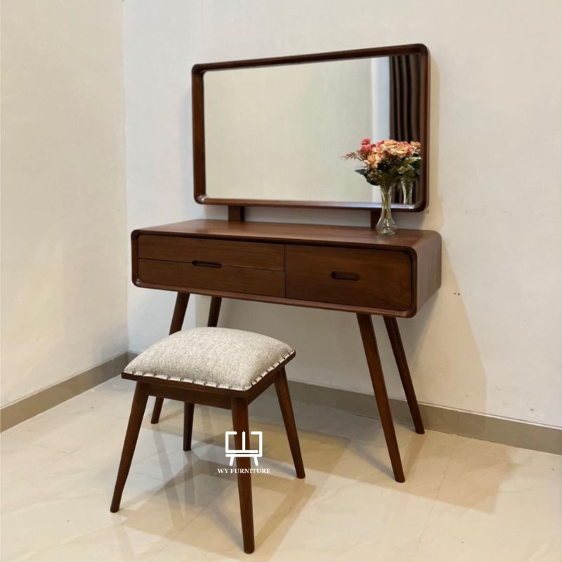 Meja rias kayu jati, meja rias minimalis retro kayu jati, meja rias kayu jati