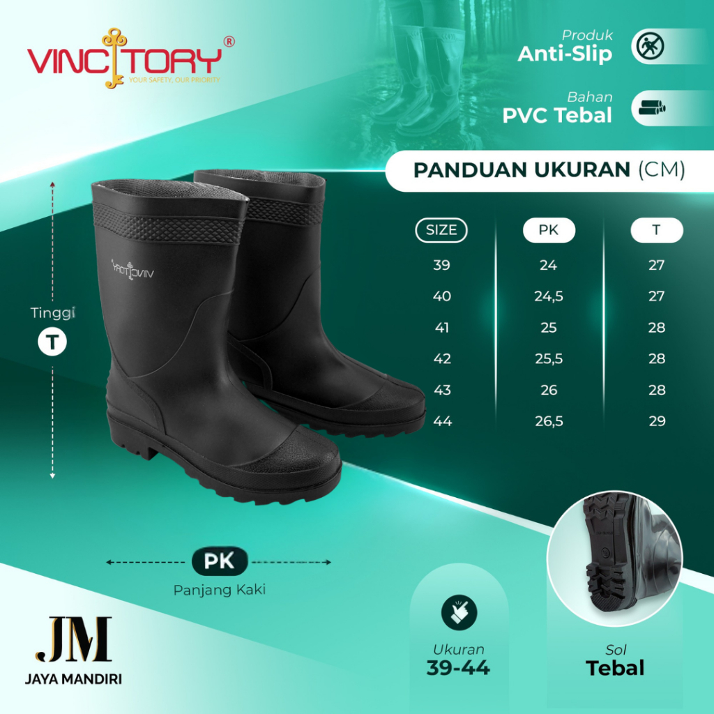 HOT PRODUCT Sepatu Boots Hitam Karet Sepatu Boot Proyek Tinggi Pendek Karet Safety Boot 2836 2841