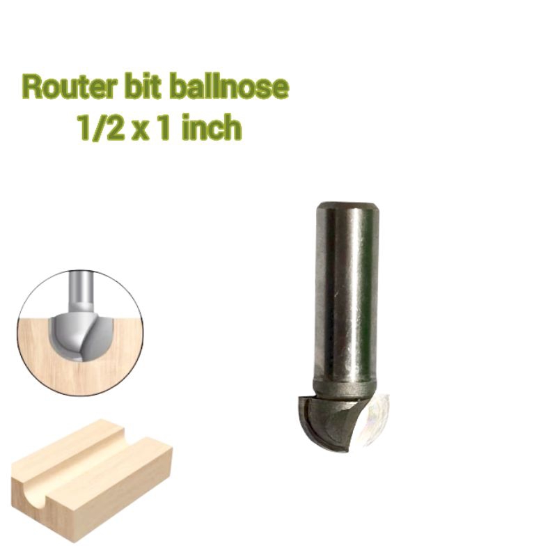 KS00927 router bit ballnose 1/2 x 1" atau 25.4mm mata profil kayu bulat