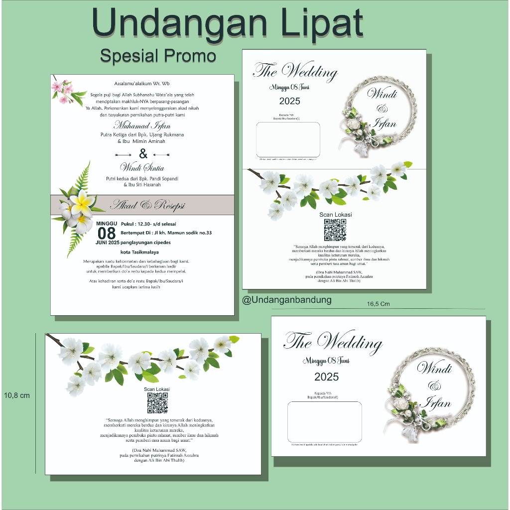 Undangan Pernikahan Lipat aesthetick Elegan dan Berkualitas desain unik