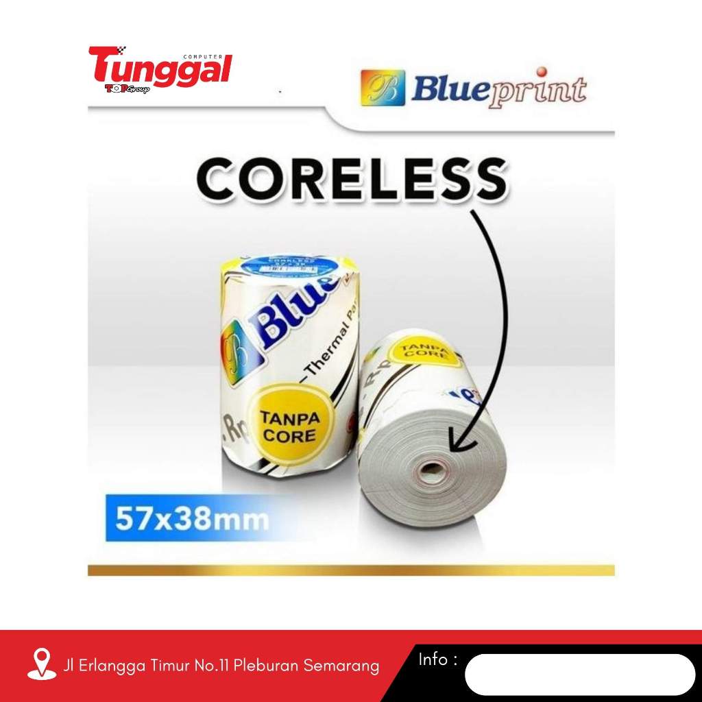 

TOP COMPUTER | Blueprint Thermal Paper Roll 57x38mm, Kertas Thermal 57x38 MM, Kertas Struk Print POS