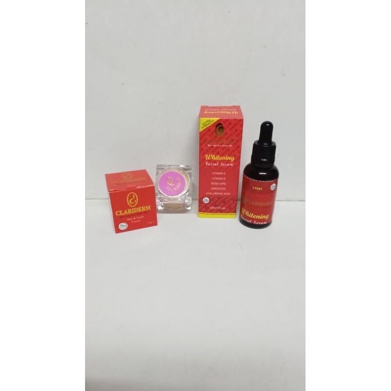 paket 2in1 Serum Clariderm Whitening 20ml + krim day night Super original