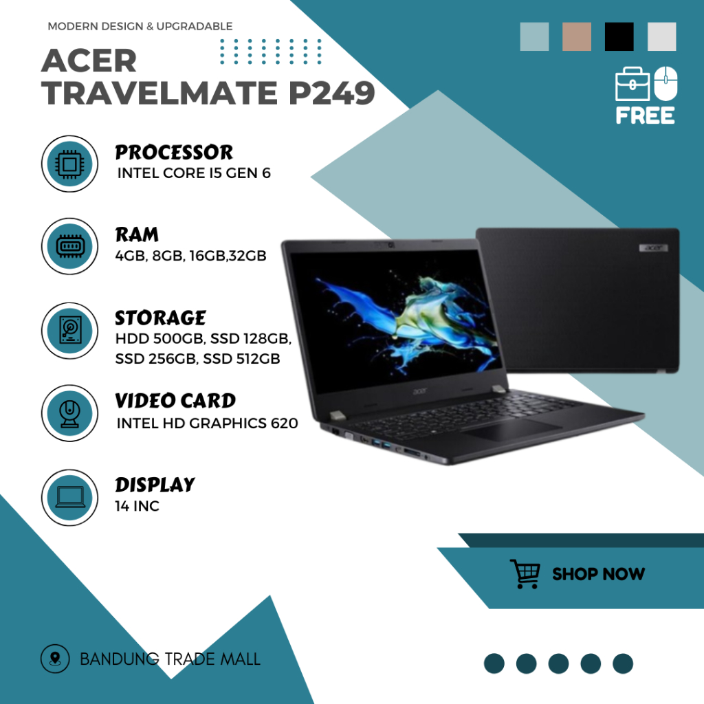 Laptop Acer Travelmate P249 I5 GEN 6 RAM 32GB SSD 1TB