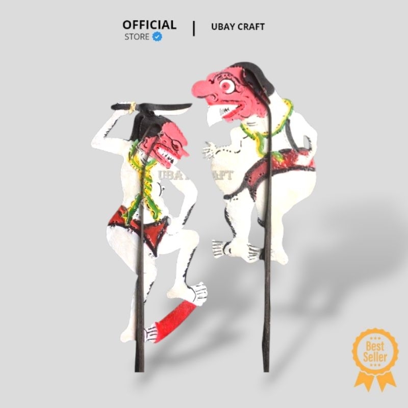 WAYANG KULIT WAYANG MAINAN PAKET DUA WAYANG BUTO SETAN PUTIH TINGGI -+100CM