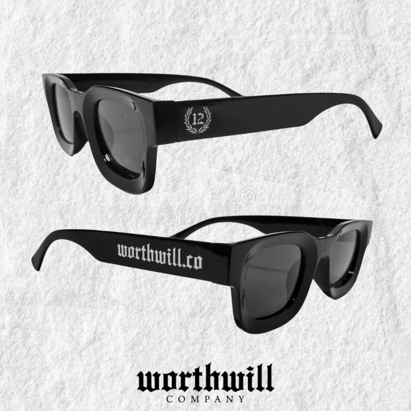 KACAMATA HITAM WORTHWILL LOGO FOOTBALL FANS CASUAL UV400 BOLD Kacamata Pria Wanita