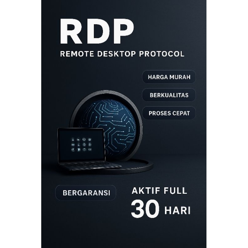 RDP WINDOWS RAM 8GB 2CPU FULL GARANSI
