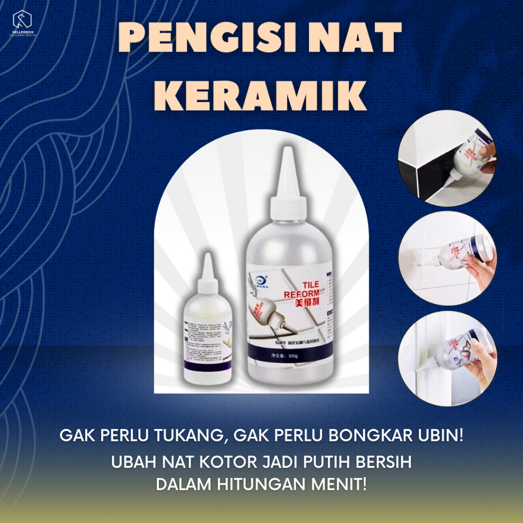 Tile Reform Lem Pengisi Celah Nat Keramik Anti Jamur Coating Waterproof 150ml Warna Putih Lem Ubin S