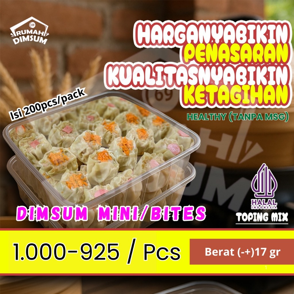 

Dimsum Ayam Premium Mini/Bites ( Non MSG ) isi 200pcs - Halal