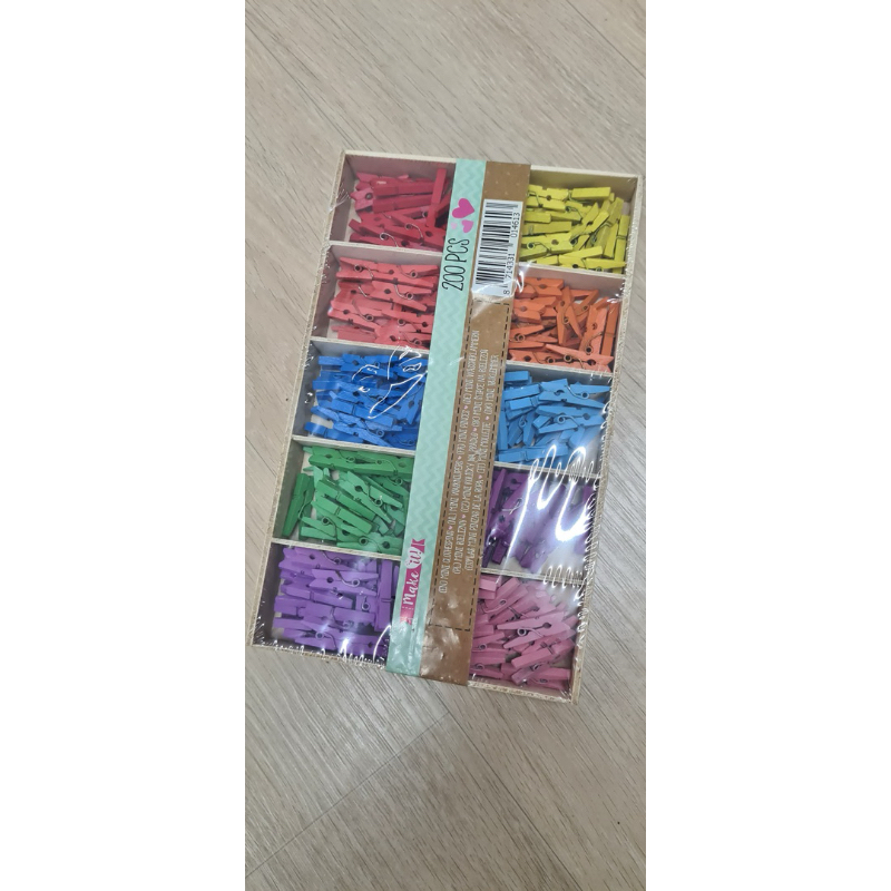 Jepitan kayu isi 200, jepitan foto mini, clip foto, clip kayu, frame foto, clip set