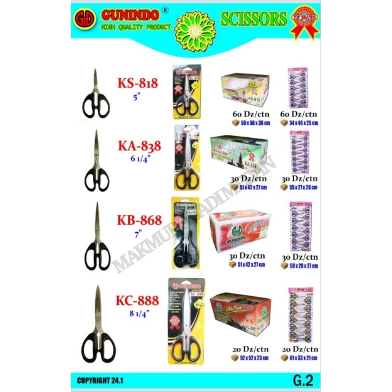 

(1Pcs) Gunting Gunindo Stainless Steel Tajam Gunting Stainless 5inci 6 1/2inci 7inci 8 1/4inci Gunting Serbaguna Gunting Kertas Kain Karton Tambang