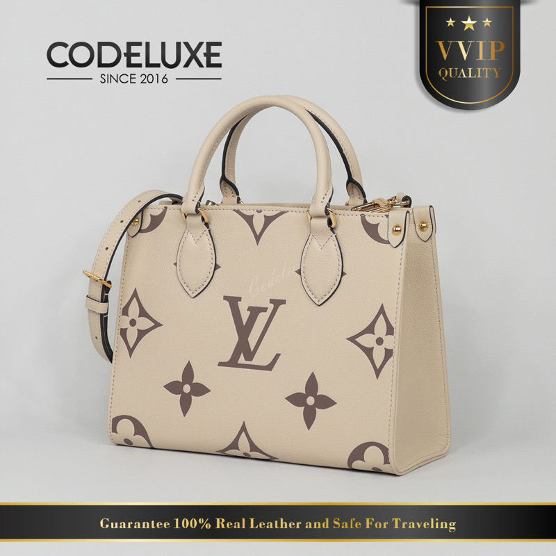 OnTheGo PM Monogram Empreinte Leather Creme/Bois De Rose GHW