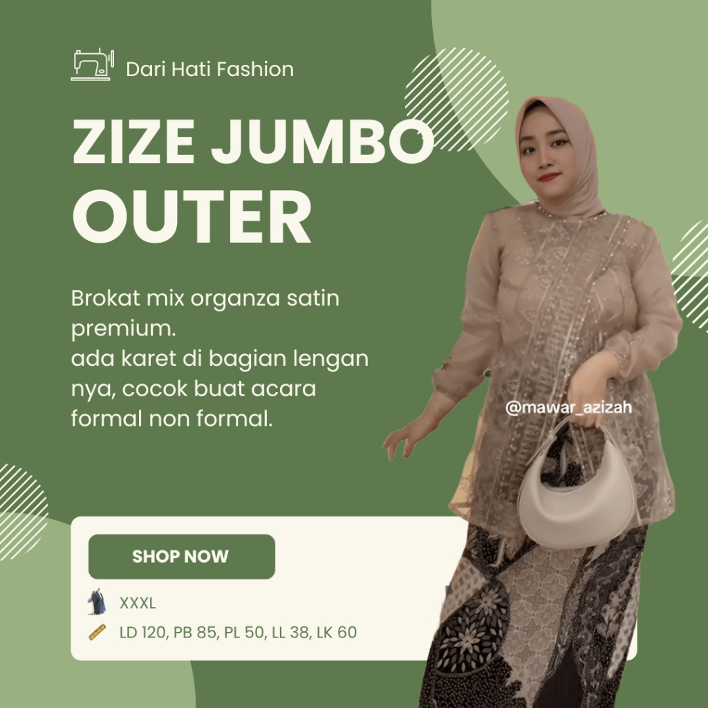 PROMO / BAHAN PREMIUM / Outer Kondangan Tunik Brukat Jumbo LD 120cm Brokat Organza Full Payet /