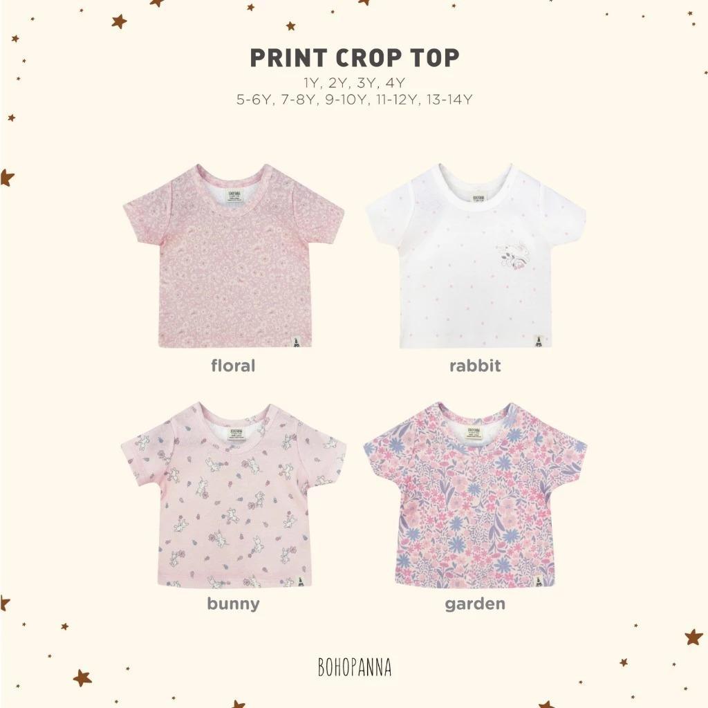 BOHOPANNA - PRINT CROP TOP - CROP TOP ANAK - ATASAN ANAK PEREMPUAN - KAOS ANAK PEREMPUAN