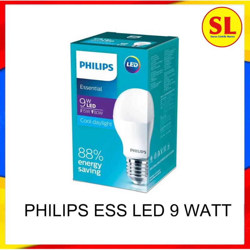 PHILIPS LAMPU LED 9 WATT ESSENTIAL PUTIH