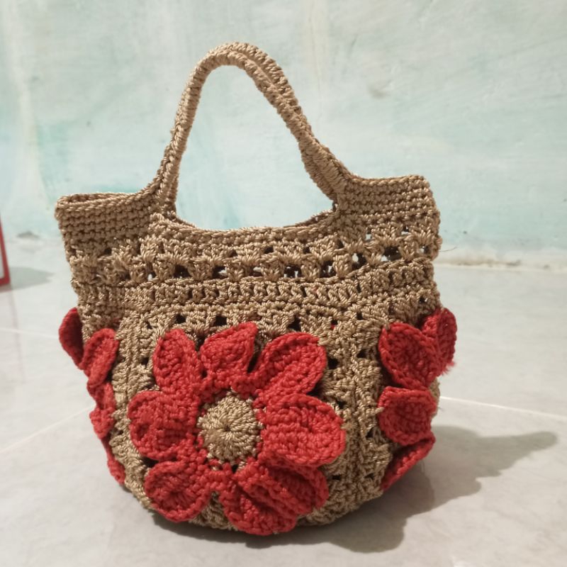 tas rajut jinjing/tas rajut pesta/tas mukena rajut