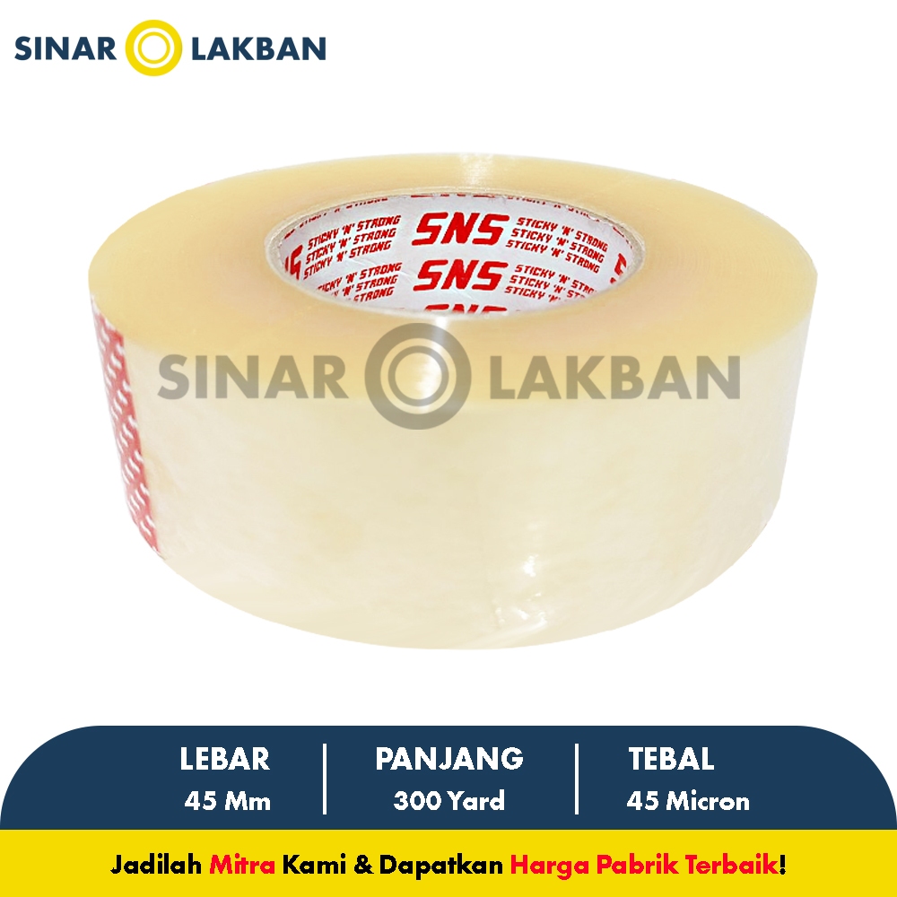 

(1 Karton ) Lakban Bening/Coklat 300 Yard x 45 Mm x 45 Mic (SNS) SINAR LAKBAN Khusus Sameday Instant