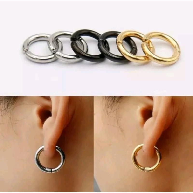 ANTING JEPIT BULAT TANPA TINDIK PRIA WANITA | ANTING HOOP JEPIT TANPA TINDIK | PRIA WANITA KOREA