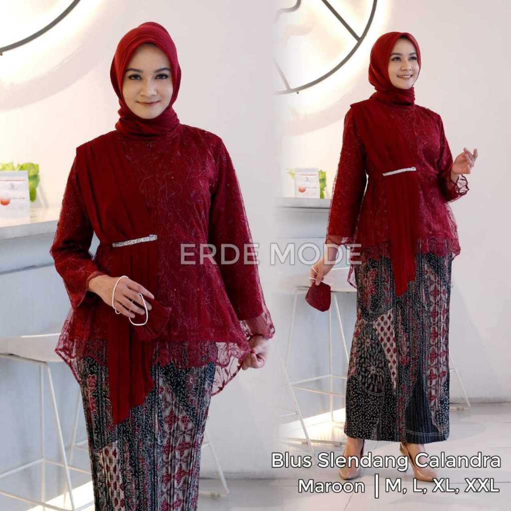 COD Set Kebaya Blouse Selendang Aurel Model Kebaya Terlaris Baju Kebaya Pesta Dan Wisuda Modern