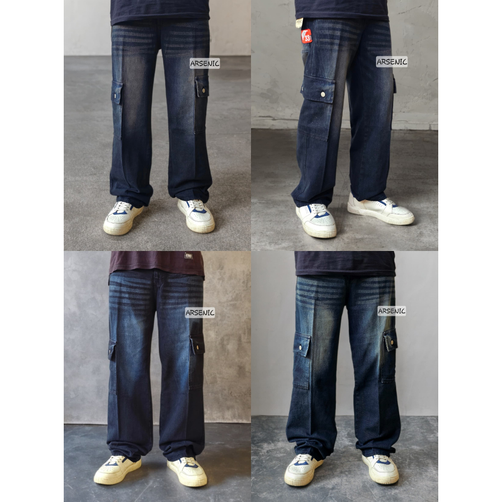 ARSENIC Oversize Baggy Loose Jeans KARGO Pria