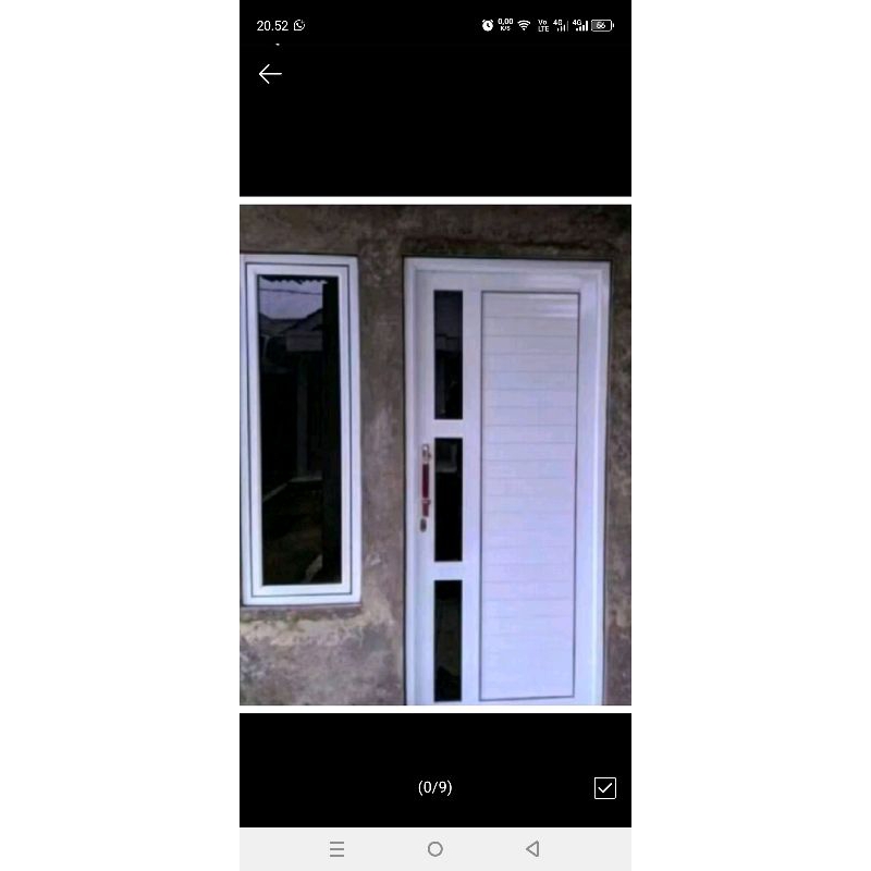 1set kusen pintu alumunium 3 in ukuran L 80 T 200.jendela satu gratis Peking kayu