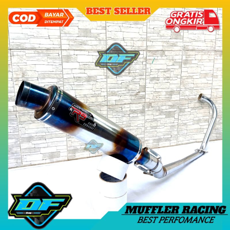 Knalpot racing VIXION old R9 Blue Mugello motor vixon new bass