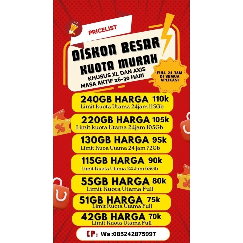 Kuota XL & Axis 55Gb