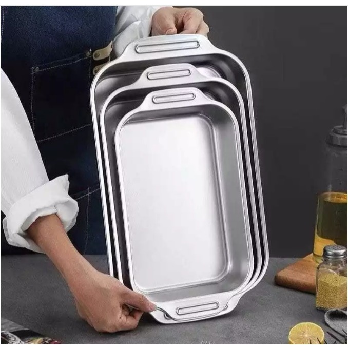 Promo 1Set Nampan Prasmanan Stainless TEBAL PREMIUM / Tempat Makanan Nasi Lauk Sayur / Wadah Saji / 