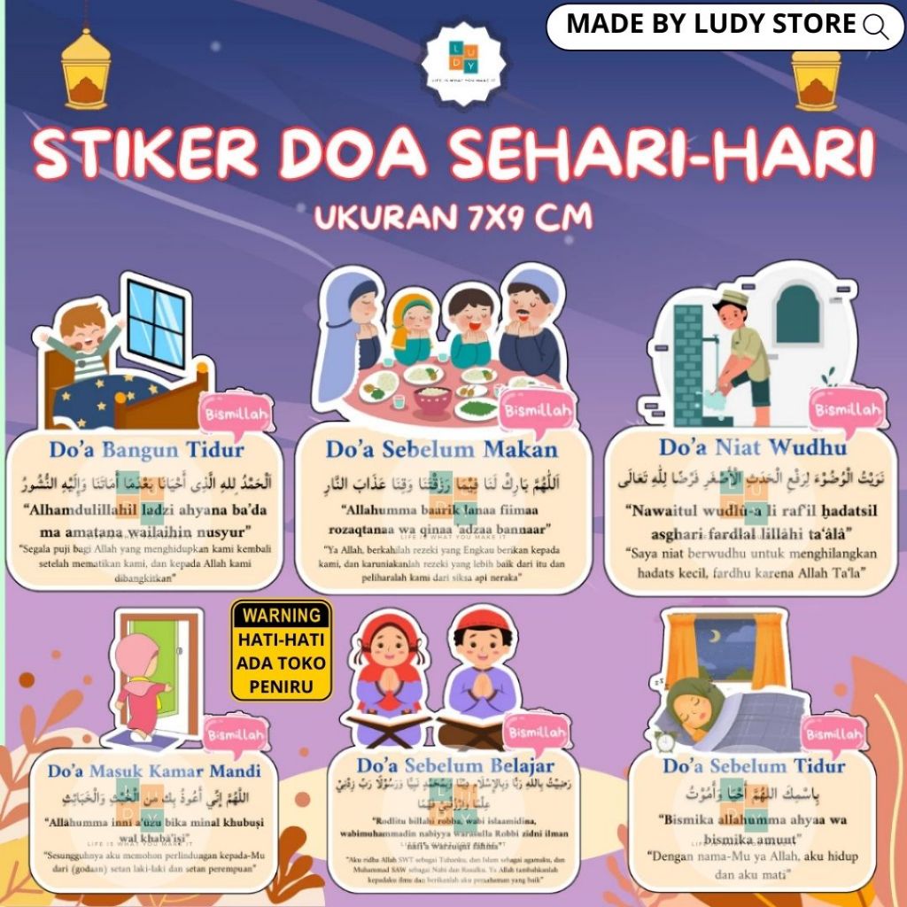 

(Min 6) Stiker Doa Sehari Hari Untuk Anak Baca Desain Menarik | Tinggal tempel | Bisa COD